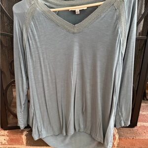 Women's Sage Green V-Neck Top
